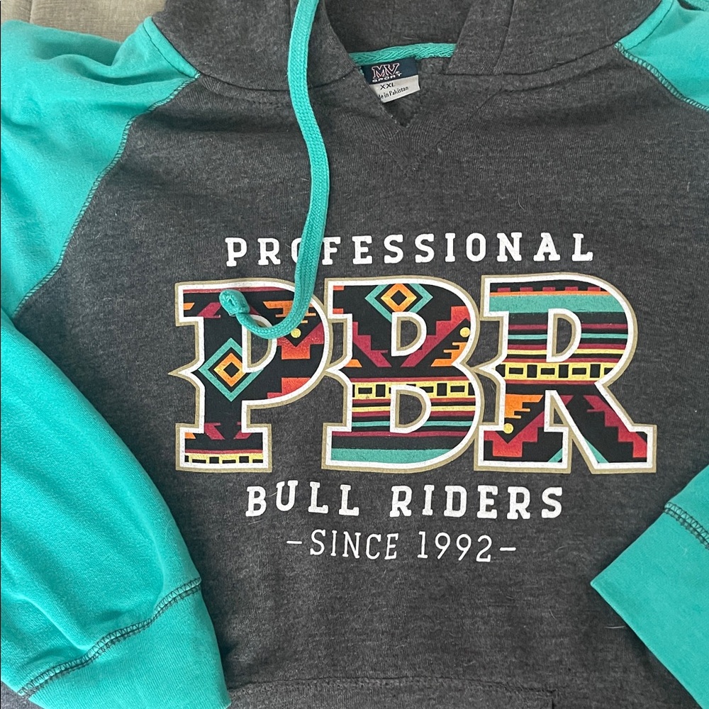 Bull Riders PBR Graphic Hoodie - Teal & Charcoal